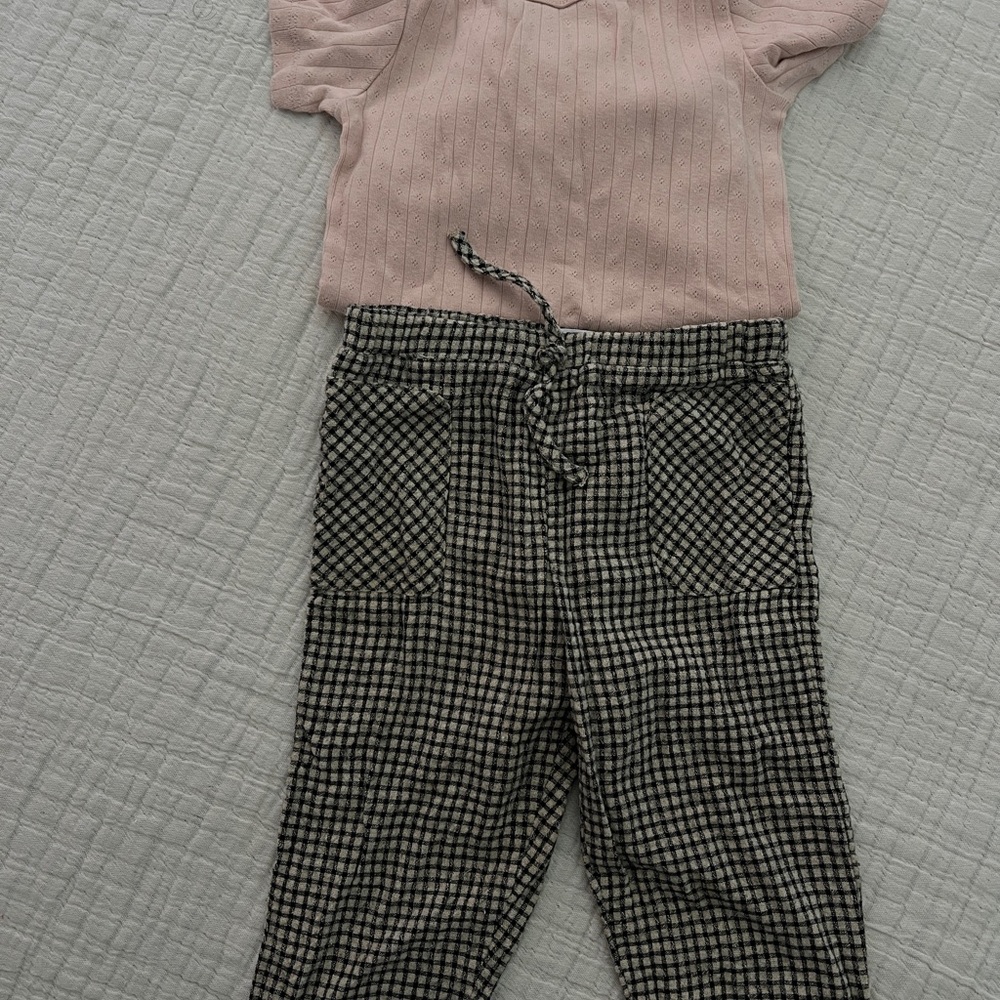 Zara Black Casual Gingham Pants